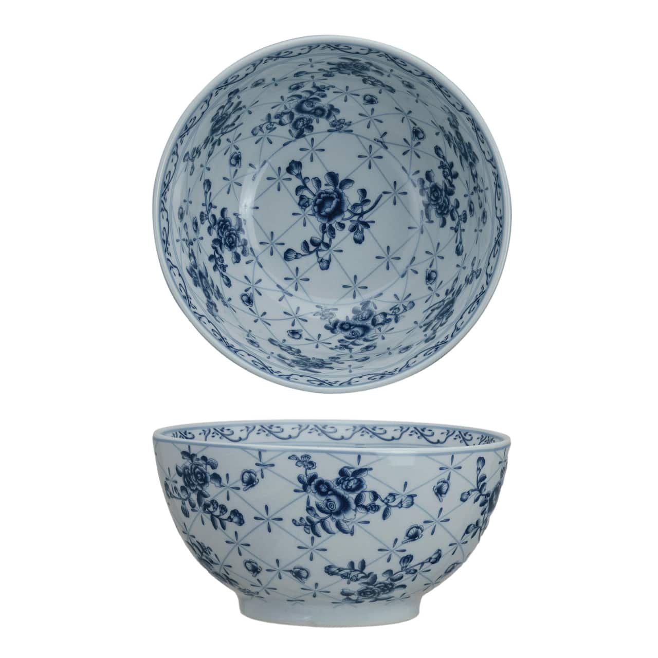 Hello Honey 10" Blue & White Floral Elegance Porcelain Bowl